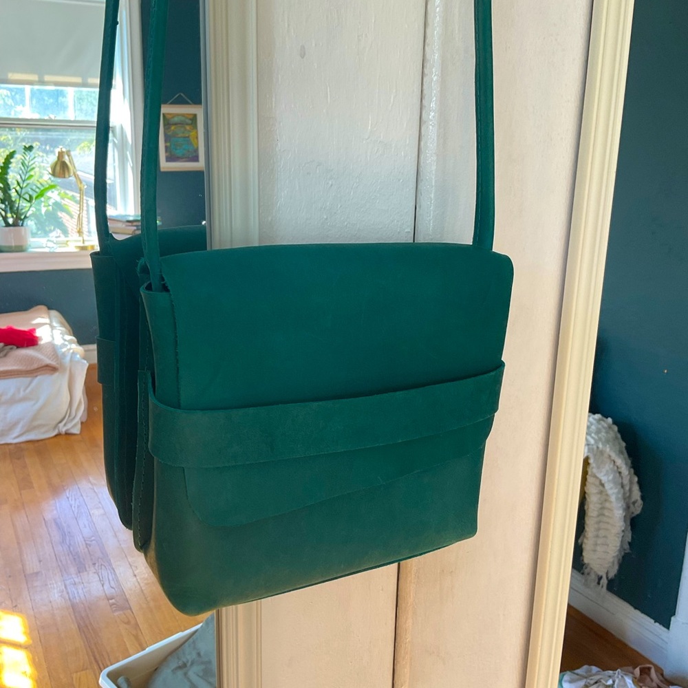 Able Turquoise Leather Crossbody Purse